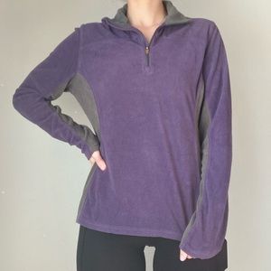 Dusty Purple + Gray Fleece Quarter Zip Pullover